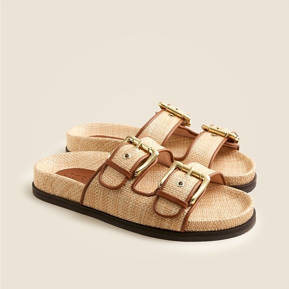 J. Crew Shoes - J CREW Colbie Wide-strap Buckle Sandals Raffia Size 7